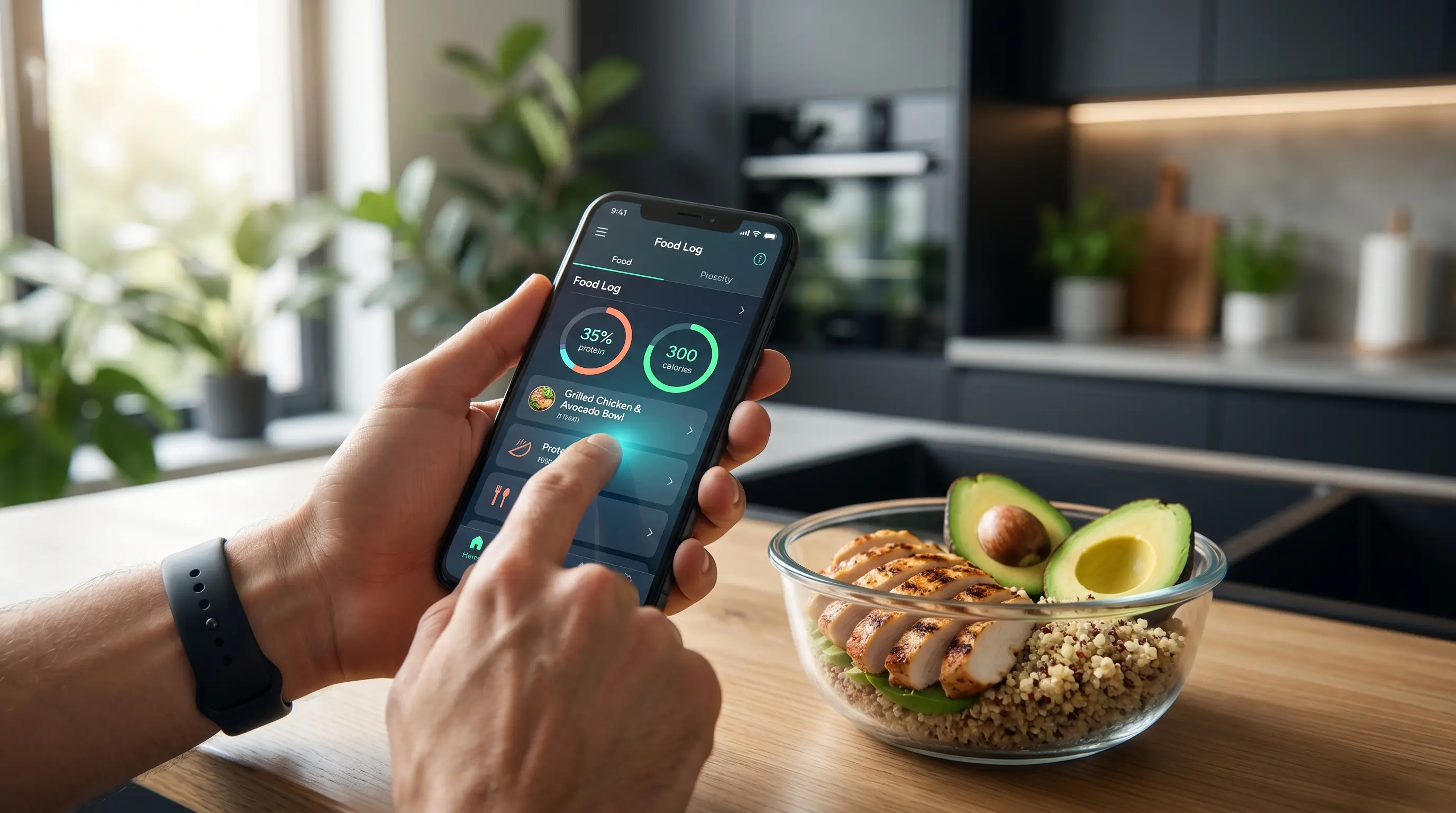 Person tracking calories and protein to gain muscle during a lean bulk